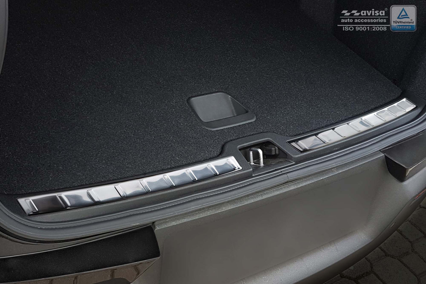 Protectie bara spate Avisa, 2 piese, pentru Volvo XC40 (dupa 2017), crom