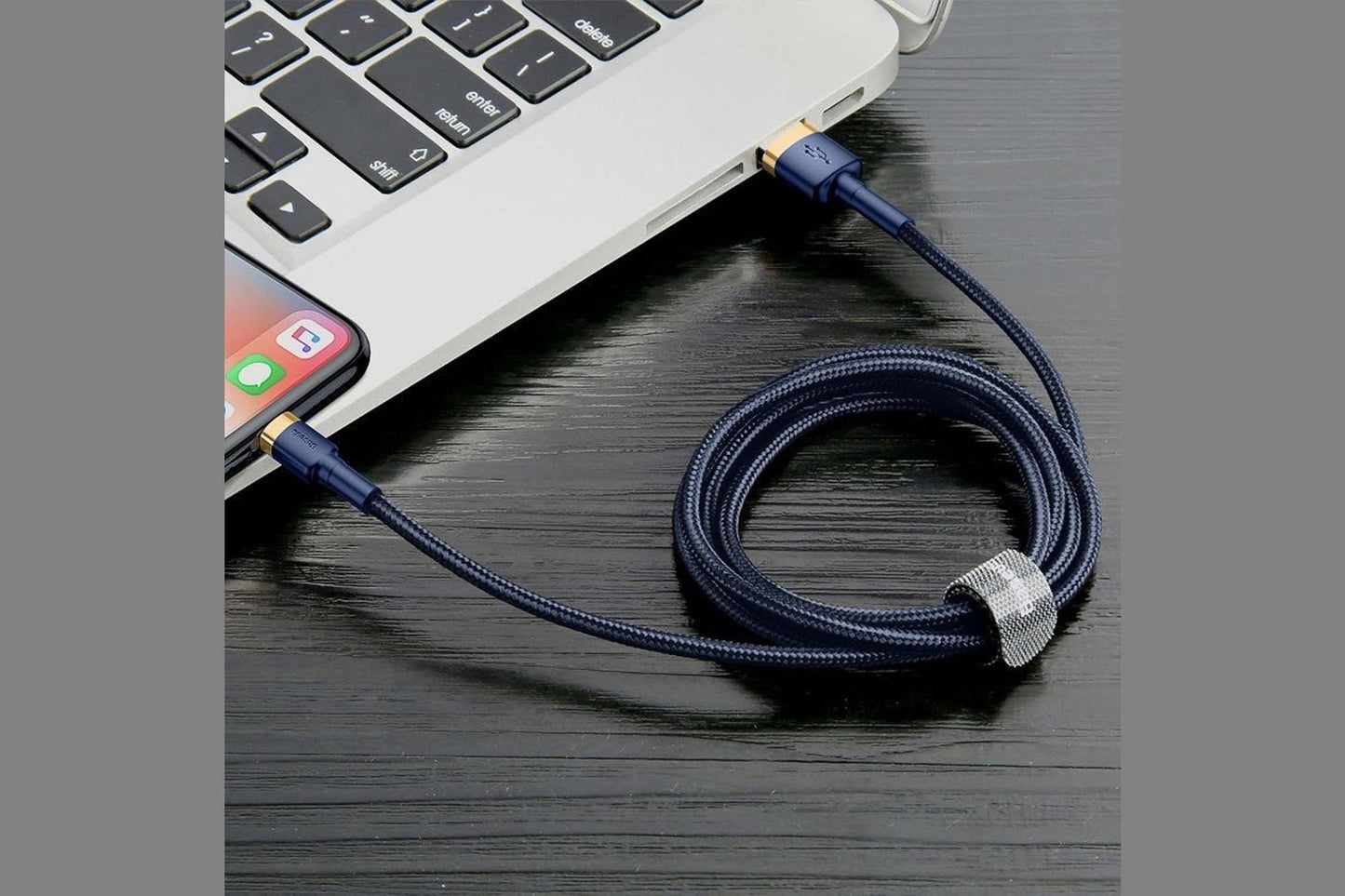 Cablu albastru Baseus 1.5A, 200 cm, de la USB la conector iPhone