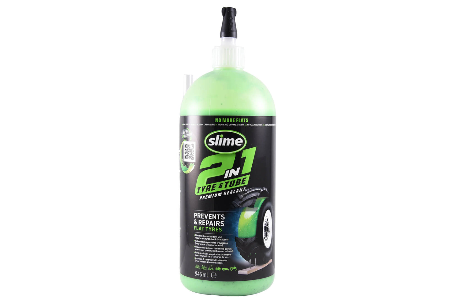 Solutie Slime 2-in-1 pentru anvelope si camere, previne si repara, potrivita pentru toate anvelopele off-road, 946ml