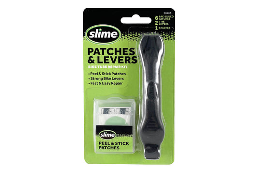 Plasturi autoadezivi Slime Peel & Stick + leviere pentru repararea camerelor de bicicleta
