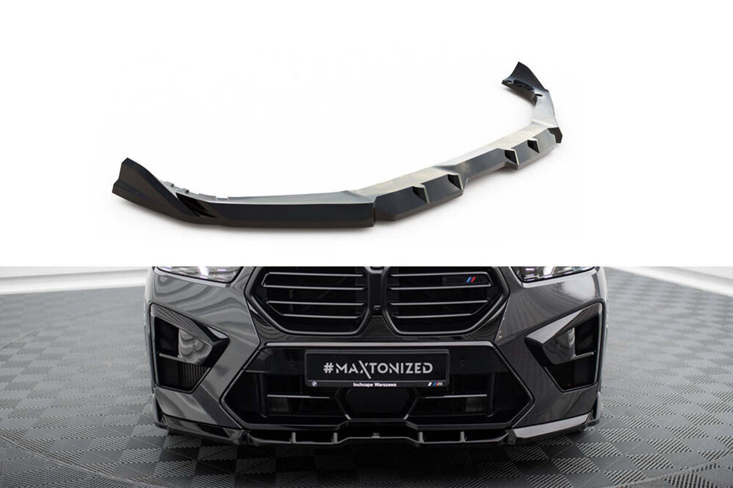 Splitter Maxton Design versiunea 1 pentru bara fata BMW X5 M F95 (dupa 2023), lac negru