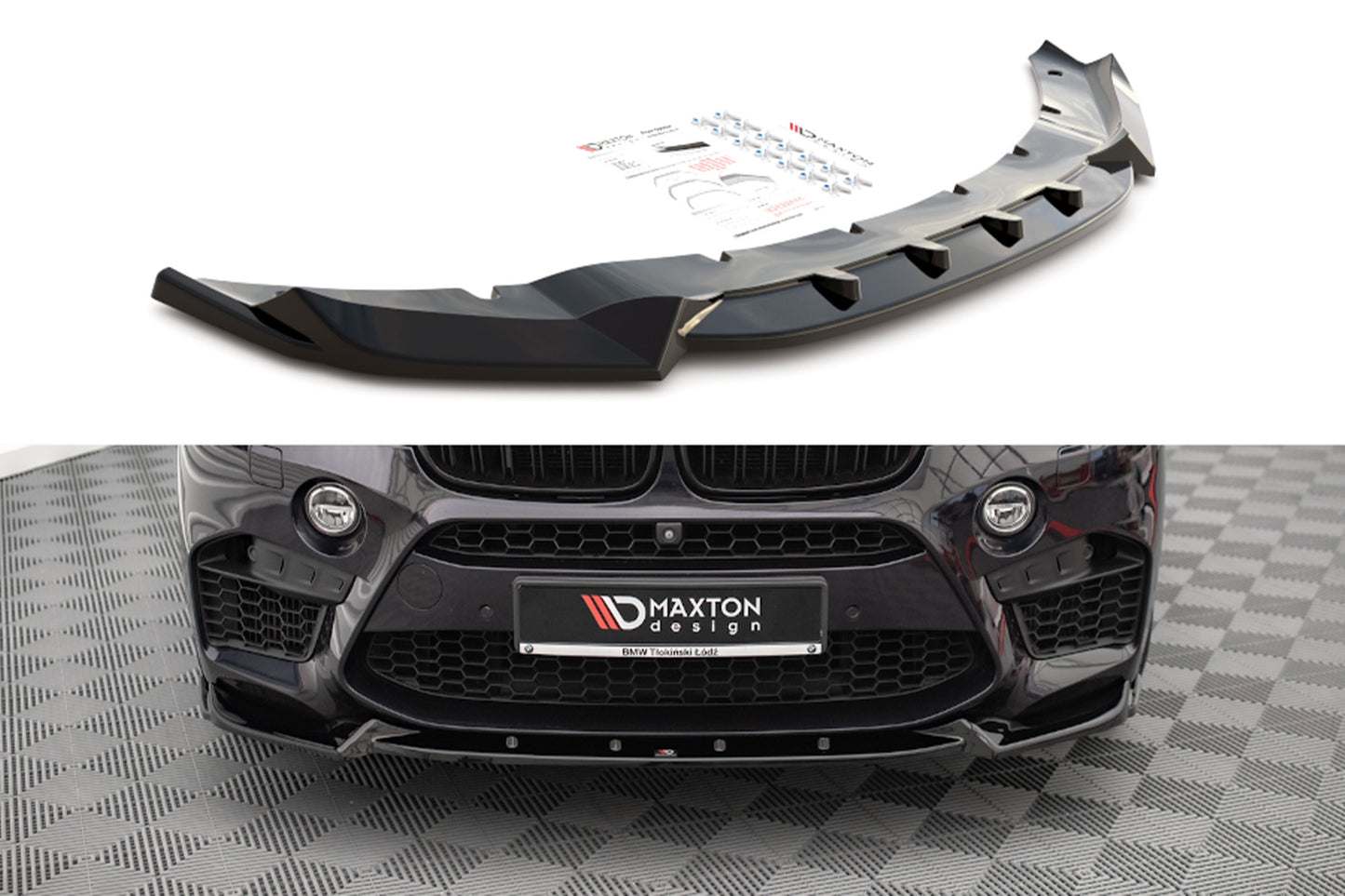 Splitter Maxton Design versiunea 1 pentru bara fata BMW X5M F15 (2014-2018), lac negru