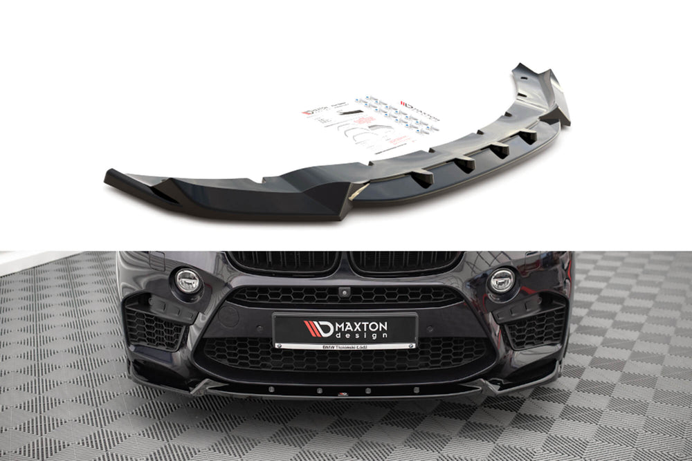 Splitter Maxton Design versiunea 1 pentru bara fata BMW X5M F85, X6M F86 (2014-2018), negru mat