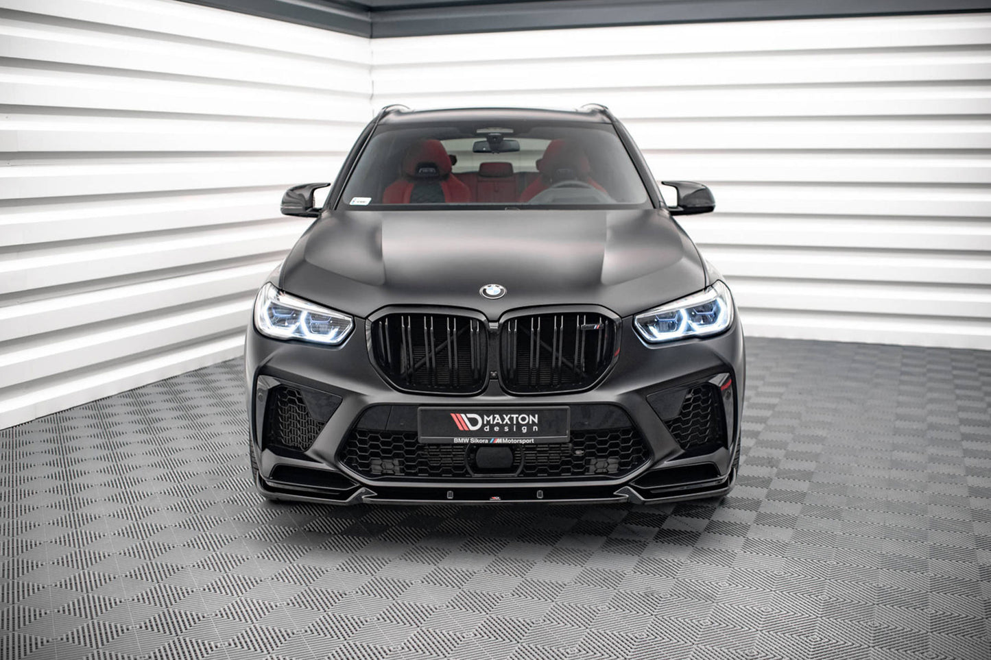 Splitter Maxton Design versiunea 1 pentru bara fata BMW X5M F95 (dupa 2018), lac negru