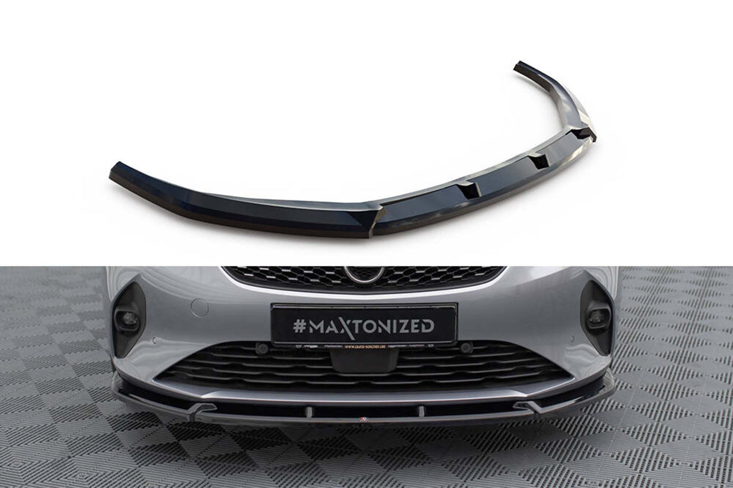 Splitter Maxton Design versiunea 1 pentru bara fata Opel Corsa F dupa 2019, lac negru