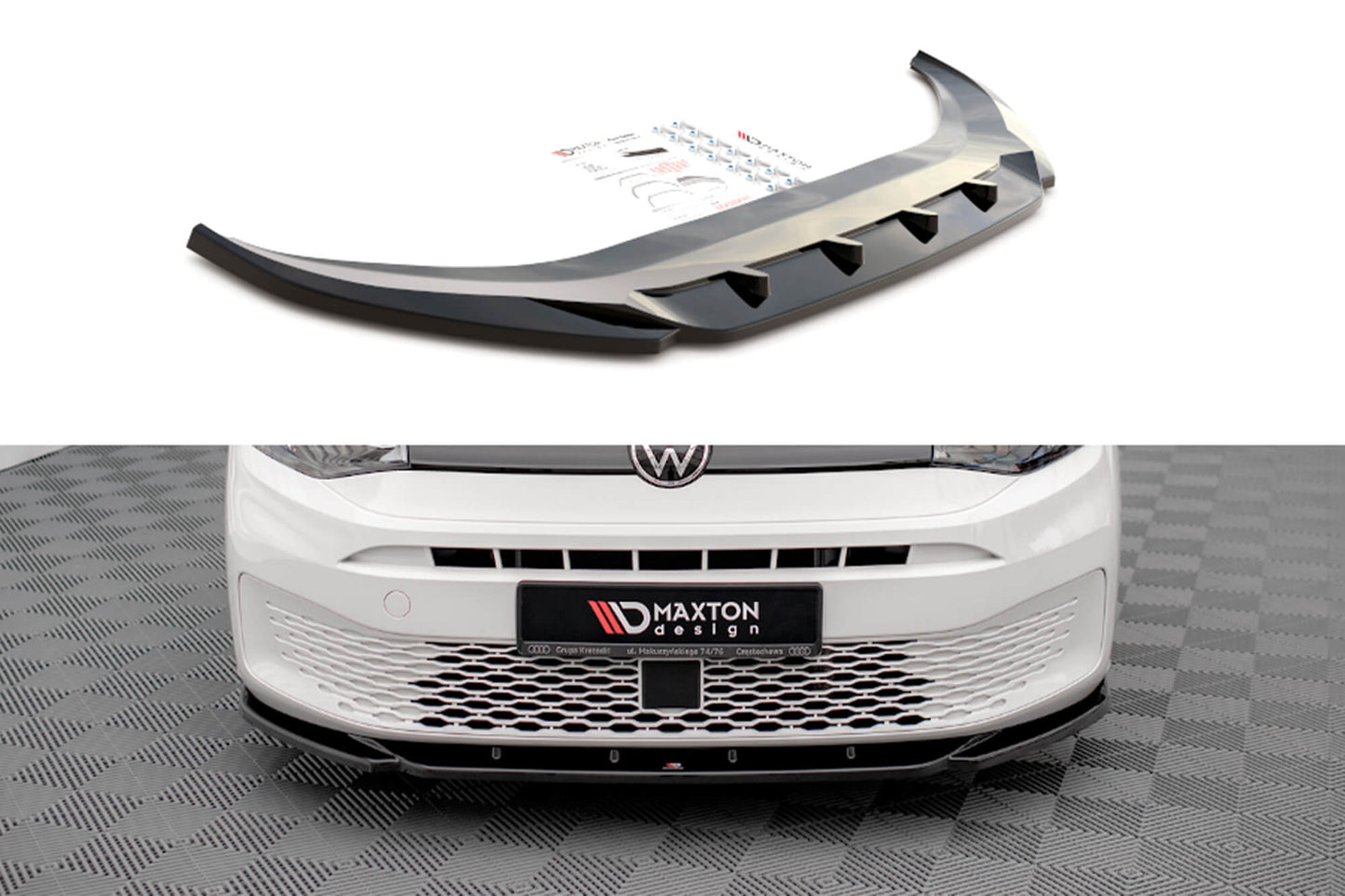 Splitter Maxton Design versiunea 1 pentru bara fata a VW Caddy (dupa 2020)