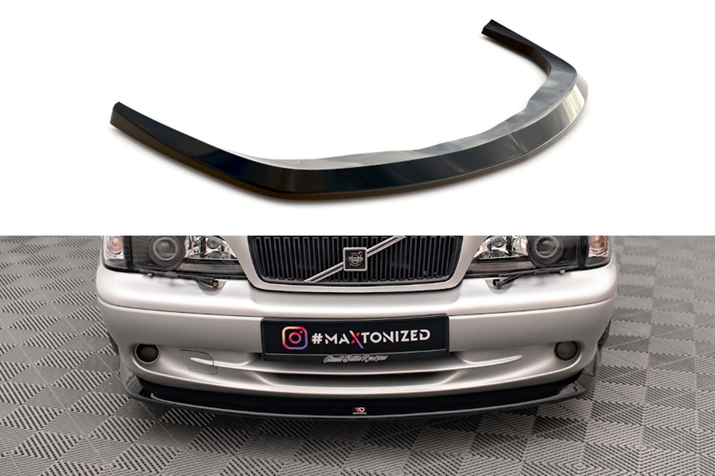 Spoiler Maxton Design versiunea 1 pentru bara față Volvo C70 MK1 (1997-2005), negru mat
