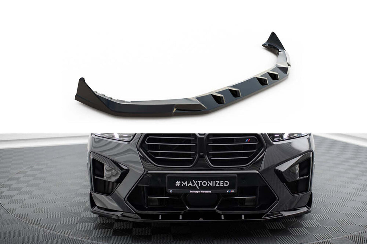 Splitter bara fata versiunea 2 Maxton Design pentru BMW X5 M F95 (dupa 2023), lac negru