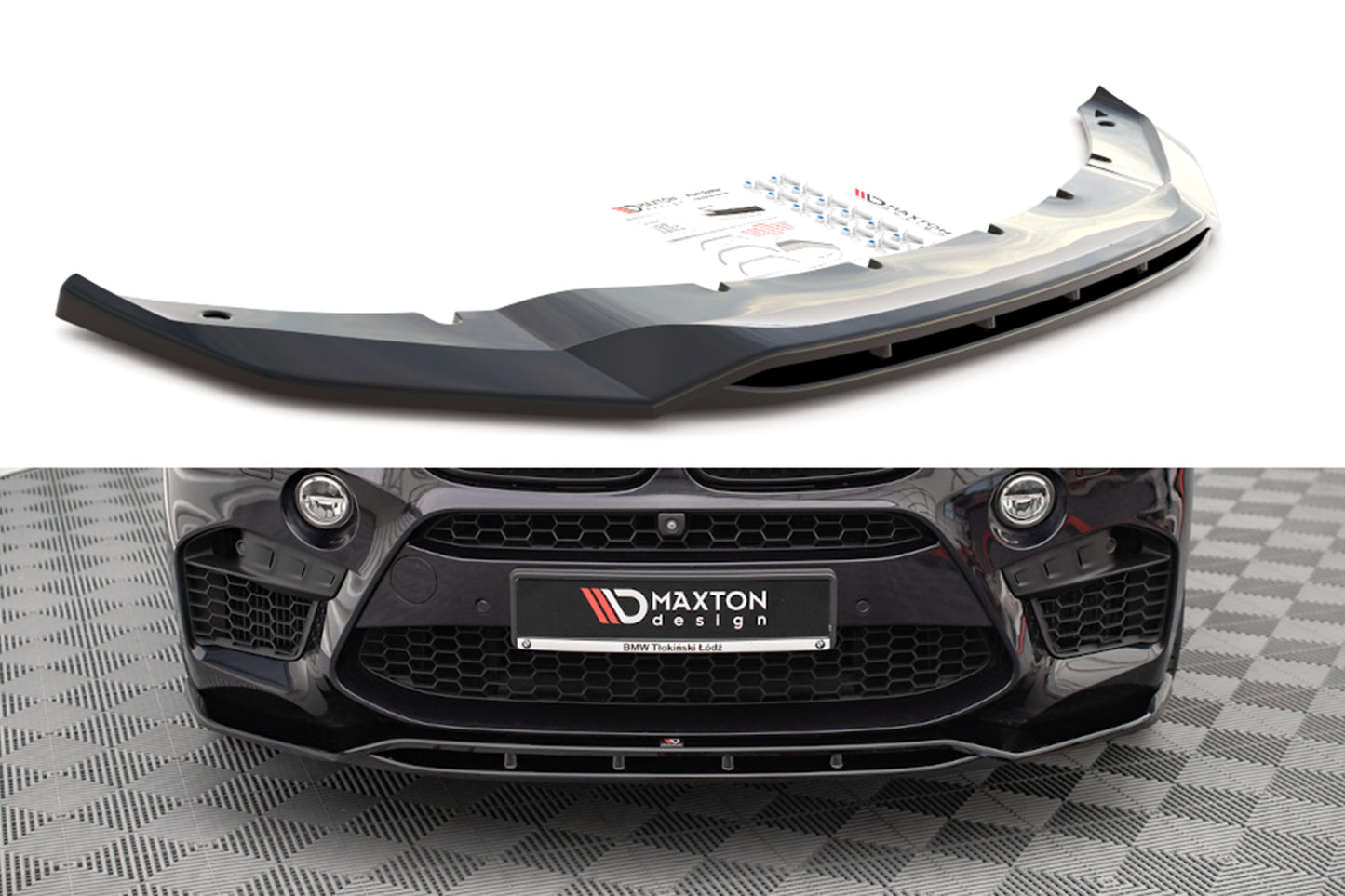 Splitter Maxton Design versiunea 2 pentru bara fata BMW X5M F15 (2014-2018), lac negru