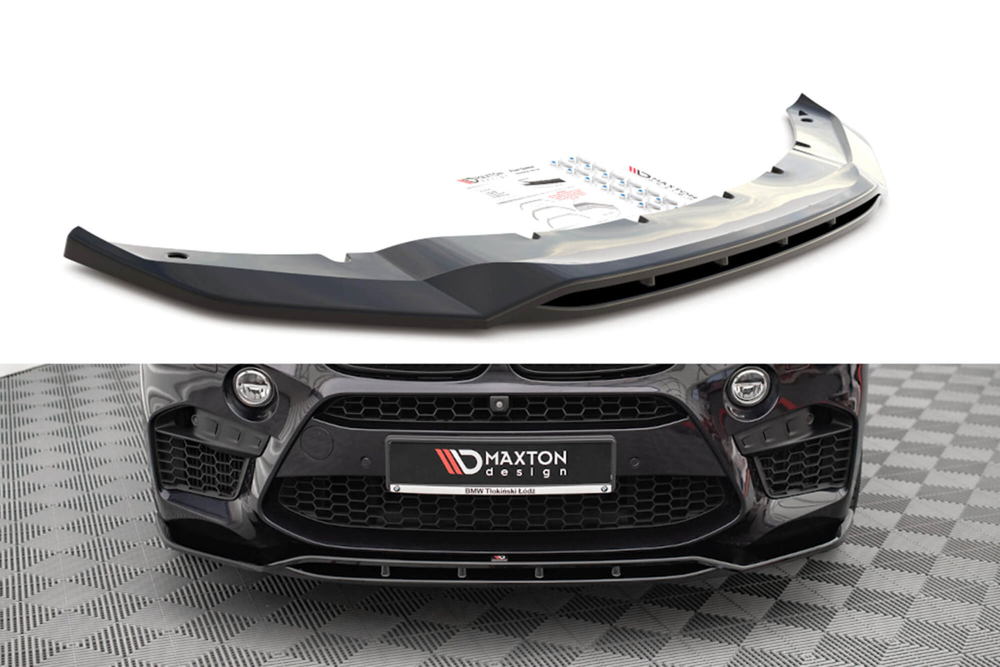 Splitter Maxton Design versiunea 2 pentru bara fata BMW X5M F85, X6M F86 (2014-2018), culoare carbon