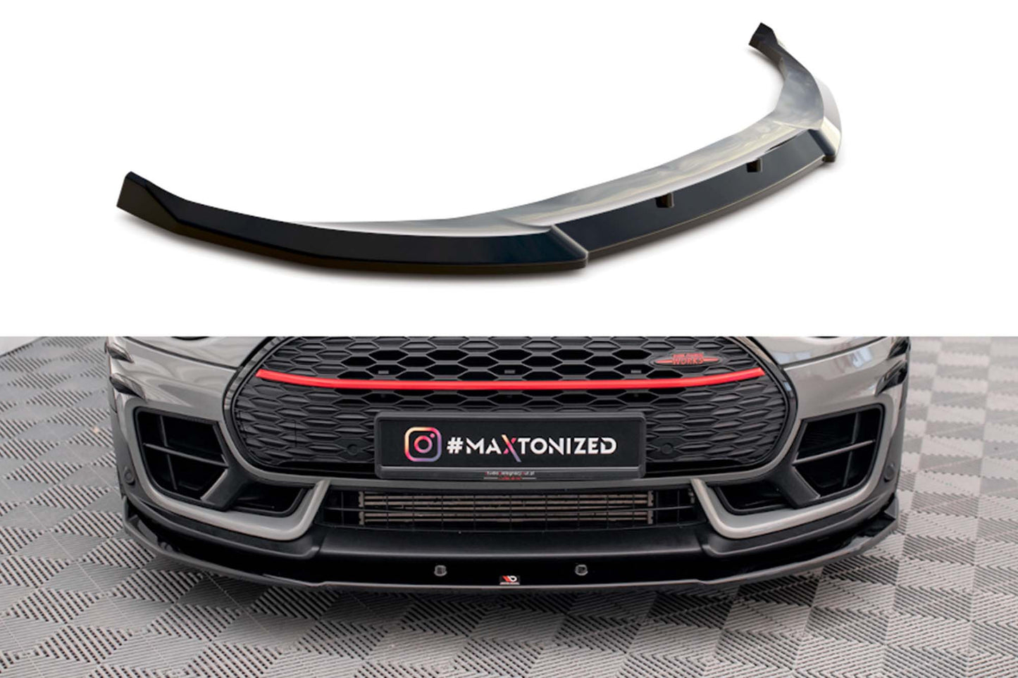 Spoiler bara fata Maxton Design versiunea 2 pentru Mini Cooper Clubman John Cooper Works F54 (2015-2019), lac negru
