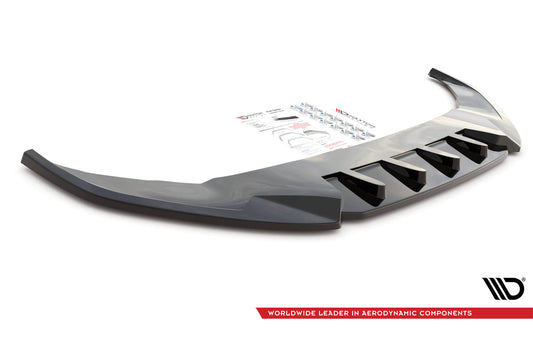 Splitter Maxton Design versiunea 2 pentru bara fata Volkswagen Arteon R dupa 2020, negru lacuit
