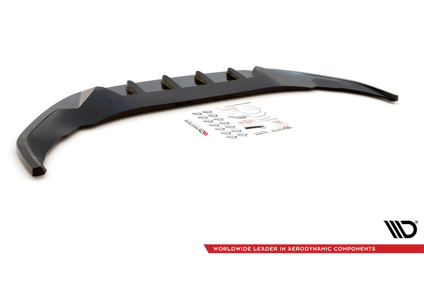 Splitter Maxton Design versiunea 2 pentru bara fata Volkswagen Arteon R dupa 2020, negru lacuit