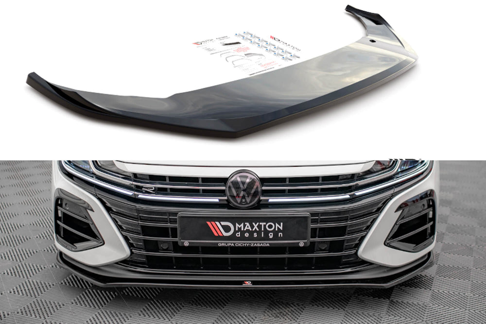 Splitter versiunea 3 Maxton Design pentru bara fata Volkswagen Arteon R dupa 2020, negru mat