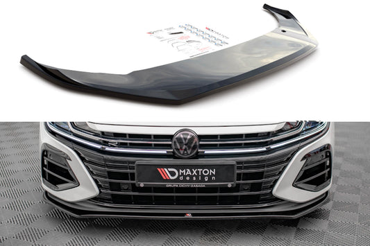 Splitter versiunea 3 Maxton Design pentru bara fata Volkswagen Arteon R dupa 2020, negru mat