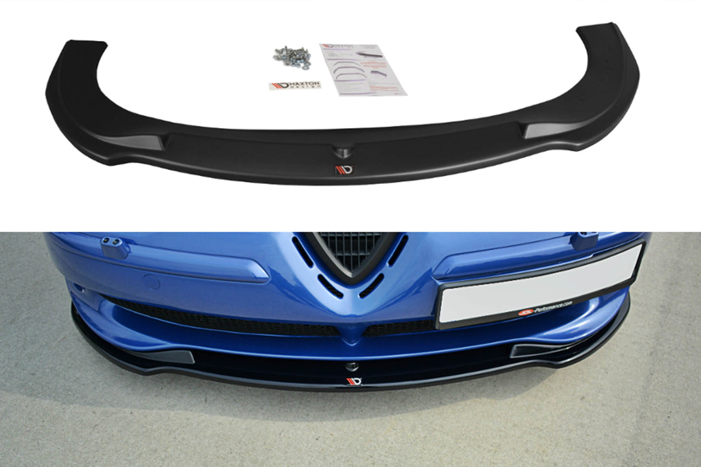 Spoiler Maxton Design pentru Alfa Romeo 156 2002-2005 bara fata GTA, negru mat