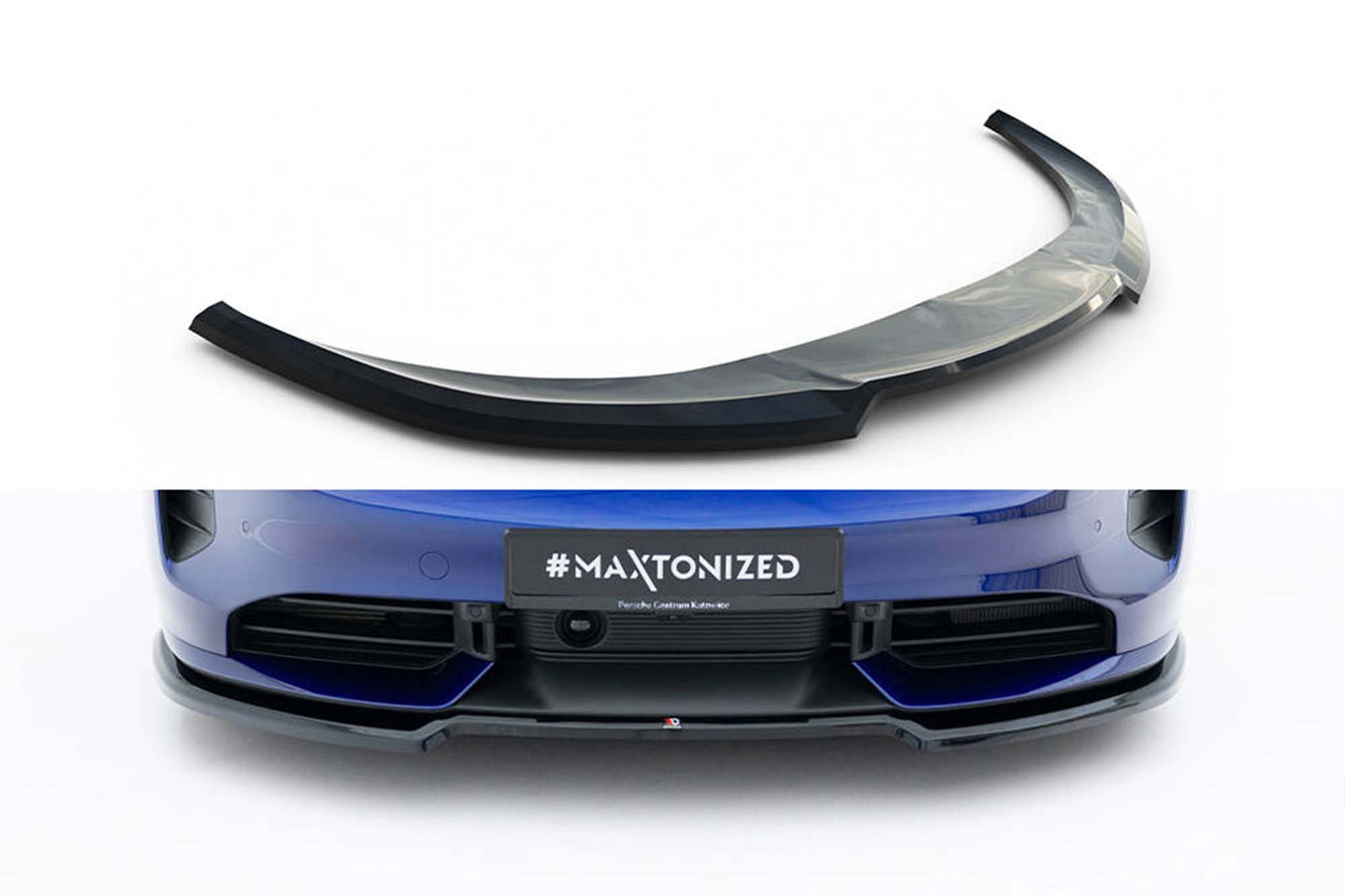 Splitter bara fata Maxton Design pentru Porsche Taycan Turbo (2019-2024), lac negru