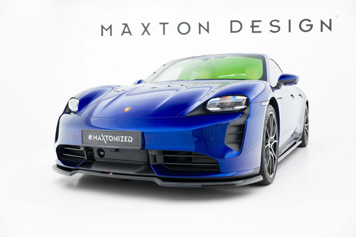 Splitter bara fata Maxton Design pentru Porsche Taycan Turbo (2019-2024), lac negru