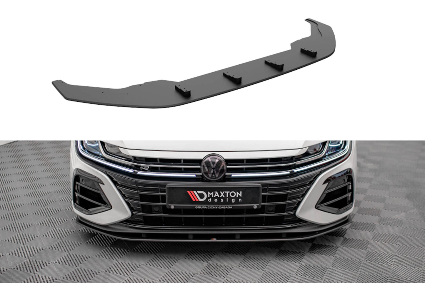 Splitter bara fata Maxton Design pentru Volkswagen Arteon R (dupa 2020), negru mat