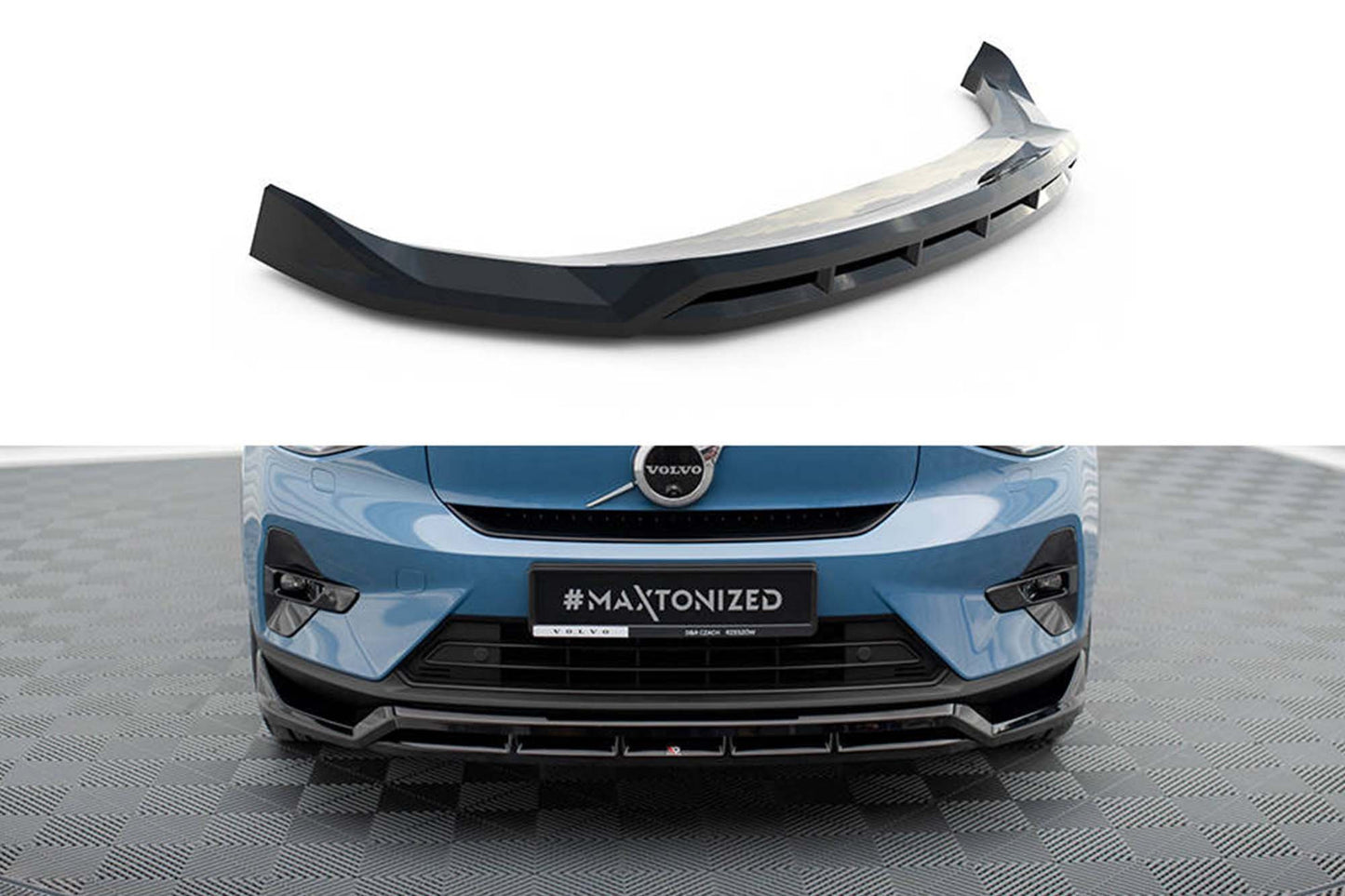 Spoiler / Splitter bară față Maxton Design pentru Volvo C40 (după 2021), negru lucios
