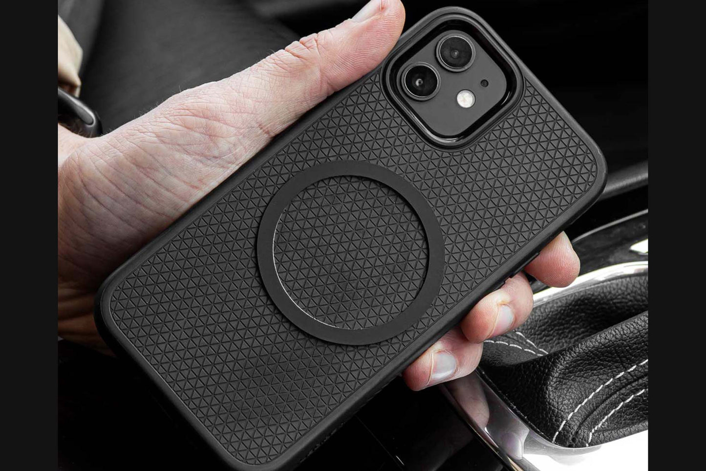 Suport rotund magnetic Amio pentru telefon cu incarcare wireless 15W MegaSafe – montare pe bord