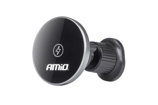 Suport Amio cu cap magnetic rotund pentru telefon cu incarcare wireless 15W MegaSafe – montare pe grilele de ventilatie