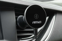 Suport Amio cu cap magnetic rotund pentru telefon cu incarcare wireless 15W MegaSafe – montare pe grilele de ventilatie