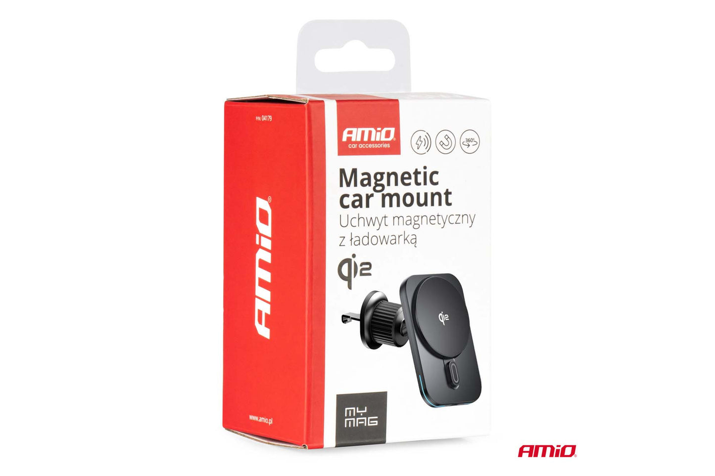Amio magnetic phone holder with 15W Qi2 wireless charging – mounts on air vents and dashboard