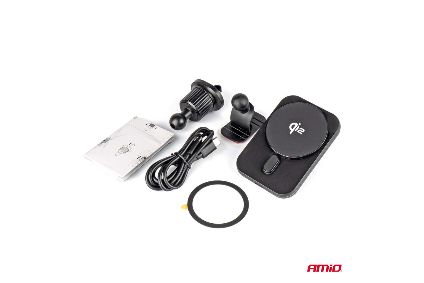 Amio magnetic phone holder with 15W Qi2 wireless charging – mounts on air vents and dashboard