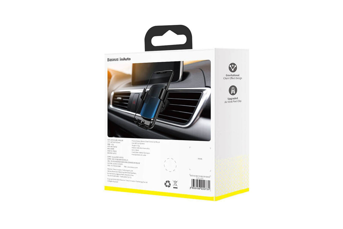 Baseus Glaze Gravity Phone Holder for phones up to 6.5'' – mounting on ventilation grilles