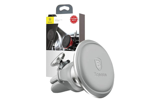 Suport de telefon Baseus cu orificii pentru cablu, gri - montare pe grilele de ventilatie