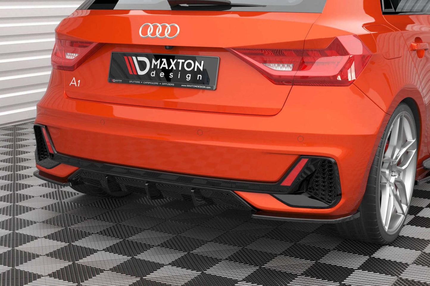 Extensii laterale Maxton Design versiunea 2 pentru bara spate Audi A1 S-Line GB dupa 2018, lacuit negru
