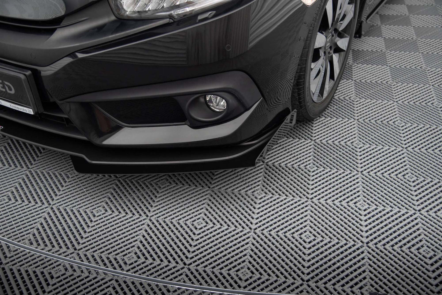Praguri laterale pentru bara fata Maxton Design pentru Honda Civic (2017-2022), lac negru