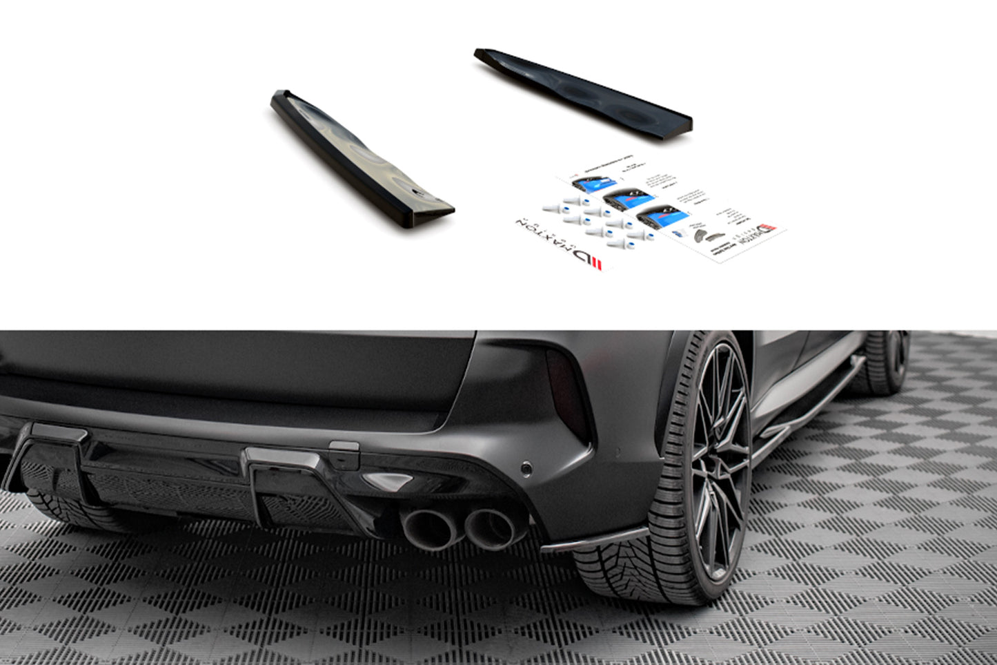 Maxton Design insertii laterale pentru bara spate BMW X5 G05 (dupa 2018), lac negru