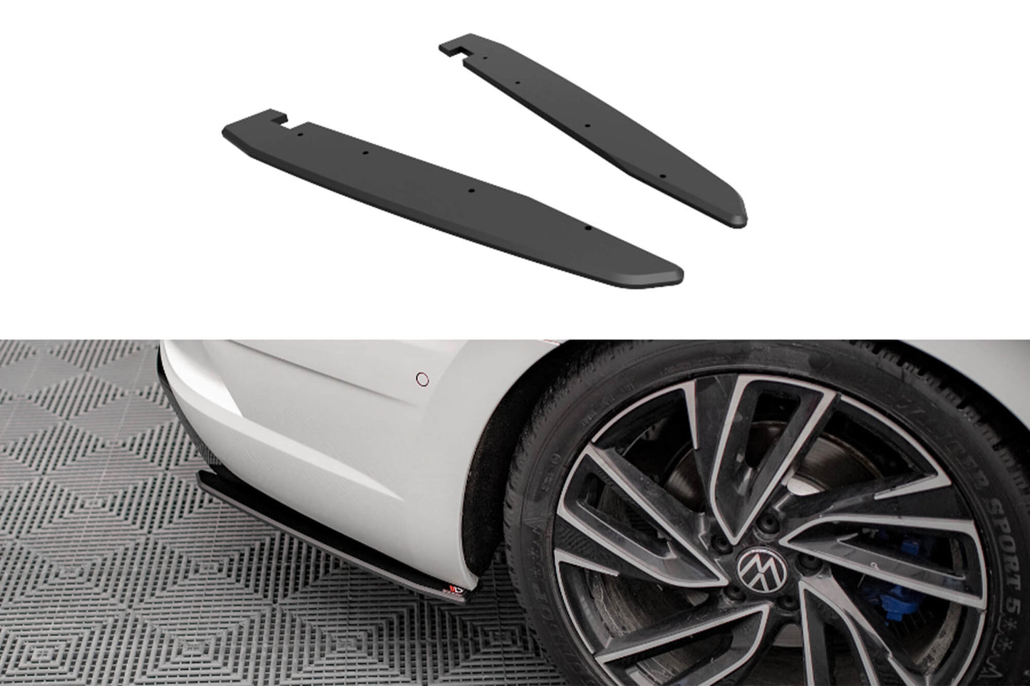 Insertii laterale Maxton Design pentru bara spate Volkswagen Arteon R dupa 2020, negru mat