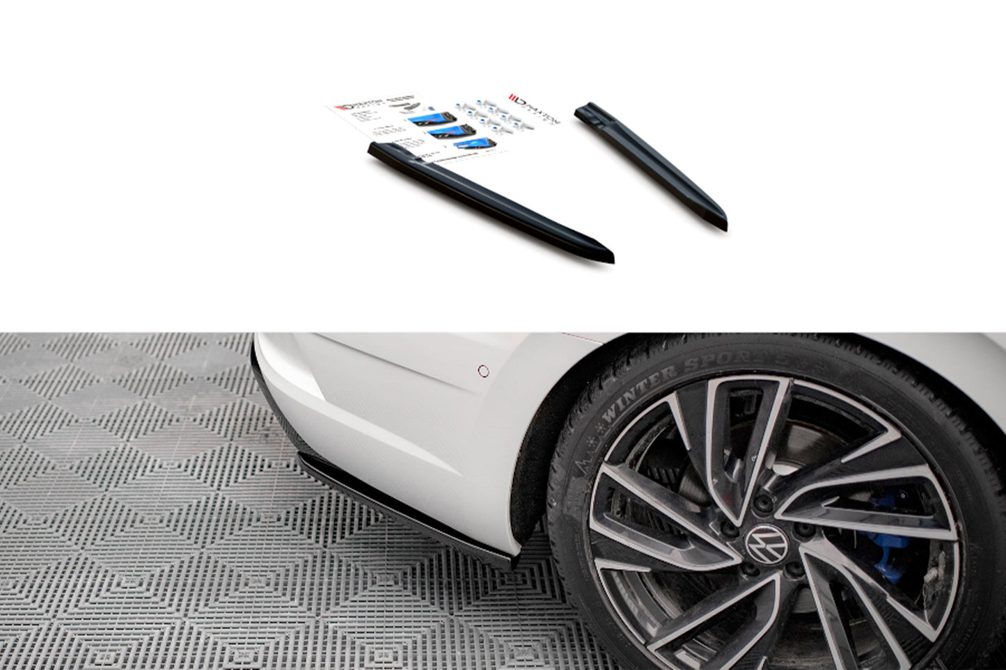 Insertii laterale Maxton Design pentru bara spate Volkswagen Arteon R dupa 2020, negru mat