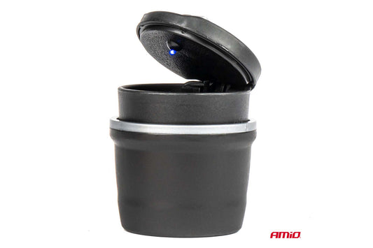 Amio Illuminated Car Ashtray, 1 piece, black, 95x70 mm, with CR1220 battery
