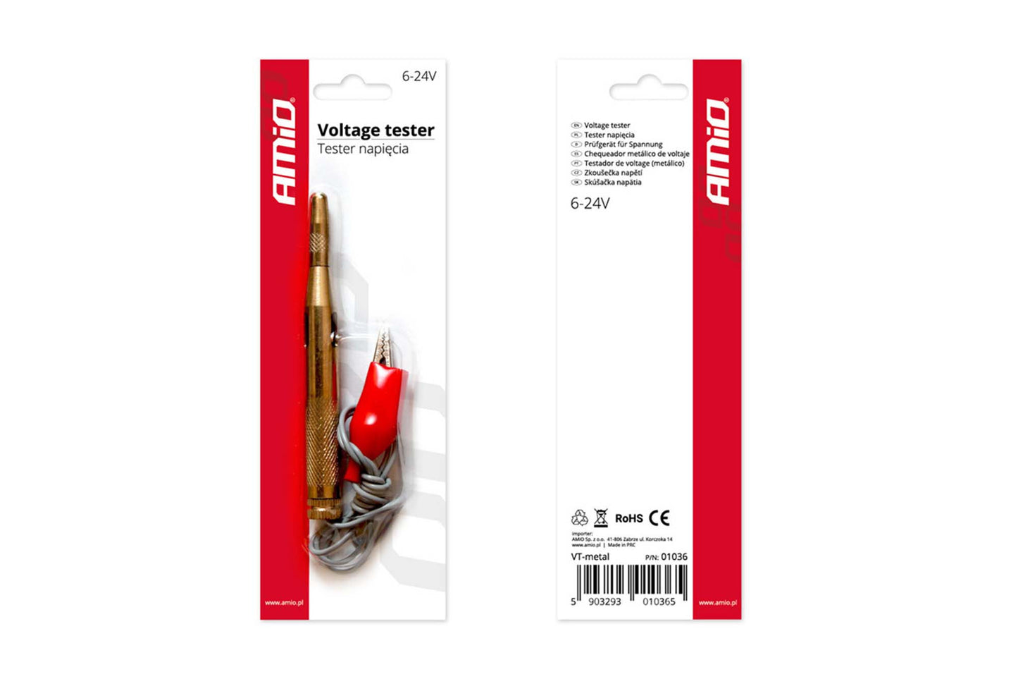 Tester de tensiune pentru metal Amio 6-24V