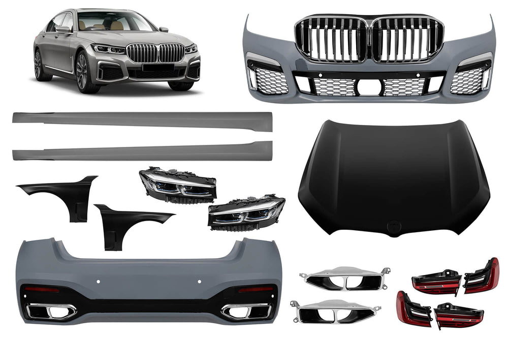 Pachet tuning Facelift compatibil cu BMW Seria 7 G12 (2016-2018) cu ampatament lung și elemente cromate