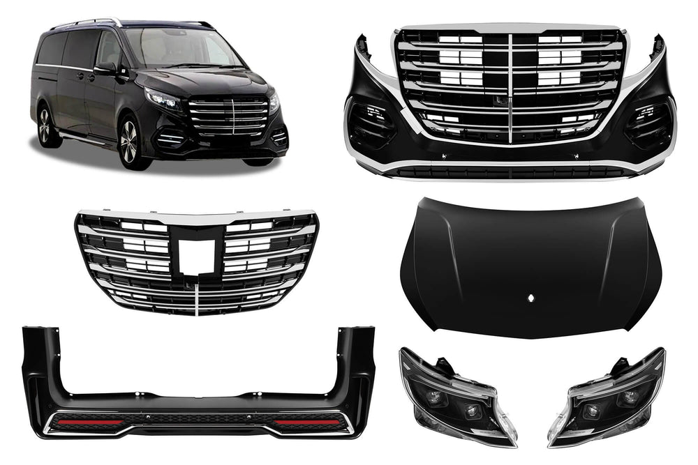 Facelift tuning package compatible with Mercedes V-Class W447 (2018-2023) for conversion to 2024+ W447