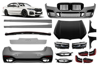 LCI tuning package compatible with BMW 7 Series G12 long wheelbase (2016-2018), with glossy black elements