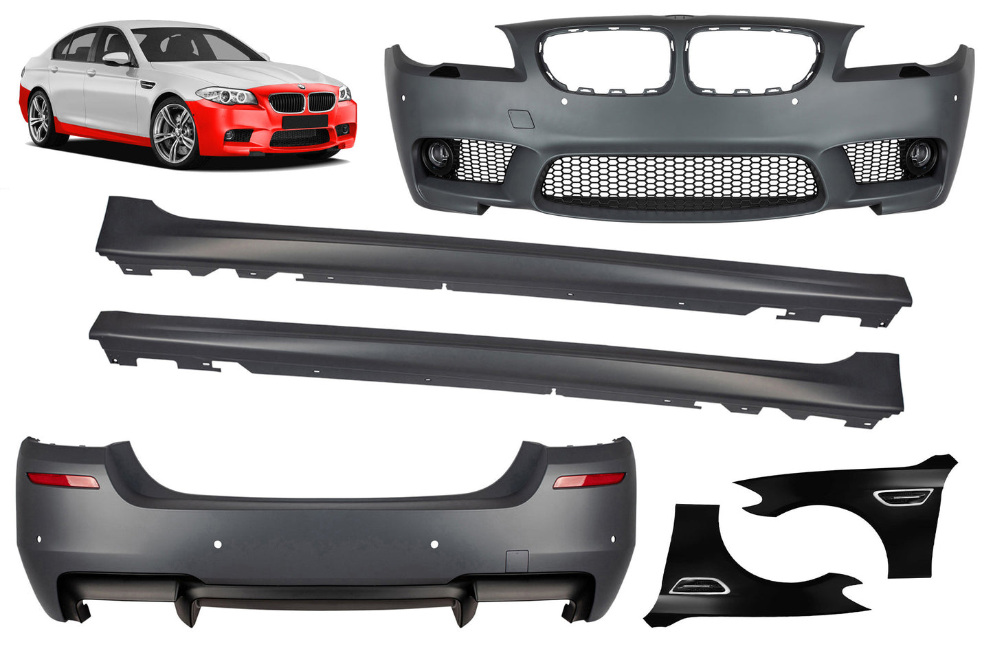 Pachet tuning cu aripi compatibil cu BMW Seria 5 F10 sedan (2010-2013)