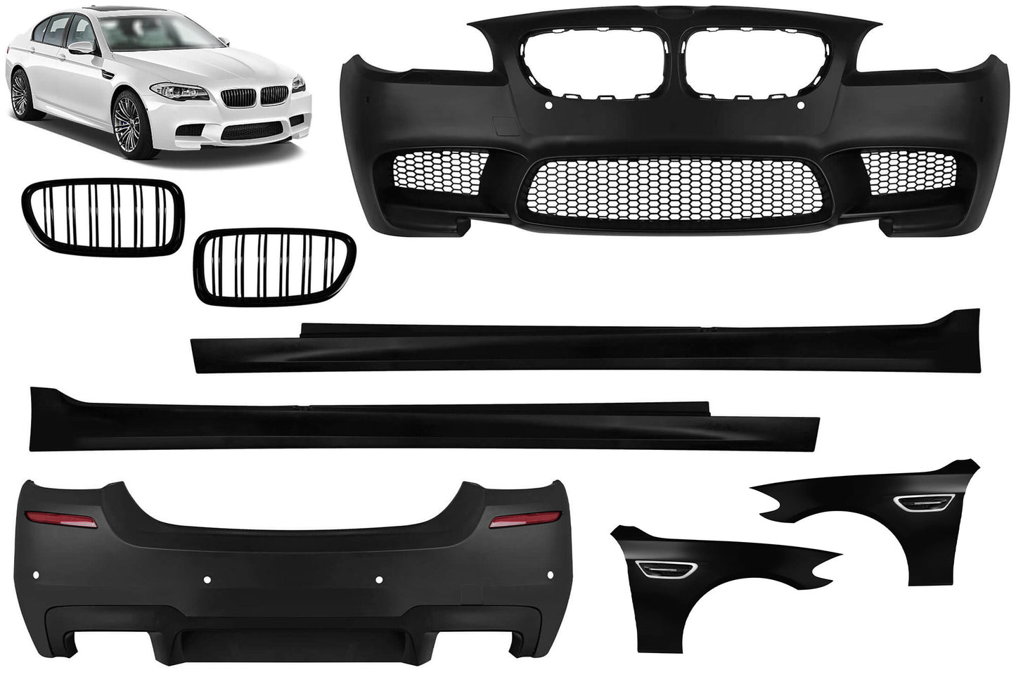 Pachet tuning cu aripi compatibil cu BMW Seria 5 F10 sedan (2010-2013)