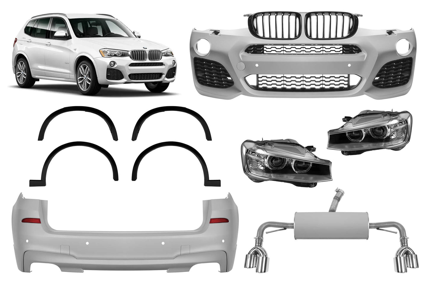 Tuning Pack compatible with BMW X3 F25 (2010-2013) conversion to F25 LCI (2014-2017)
