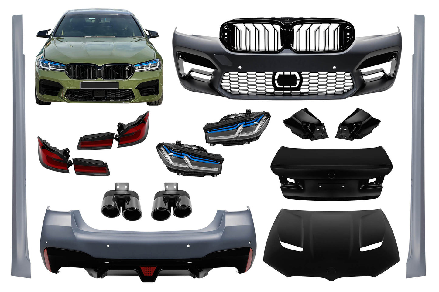 Pachet tuning compatibil cu BMW Seria 5 F10 sedan (2010-2017) conversie la Seria 5 F90 M5 după 2020