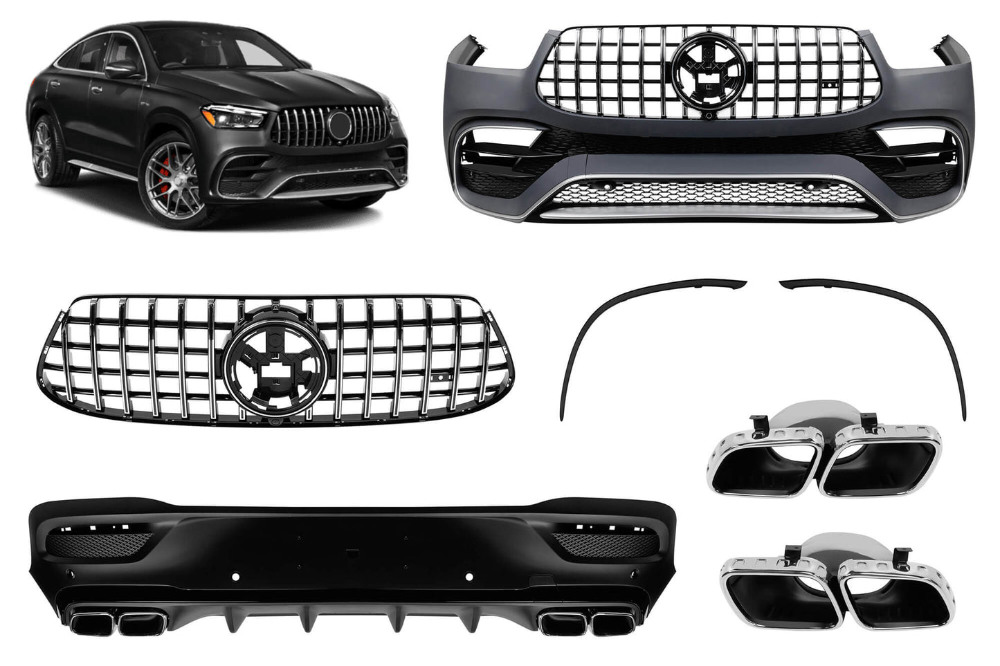 Tuning package compatible with Mercedes GLE Coupe C167 (from 2019 onwards) for models equipped with AMG line rear bumper