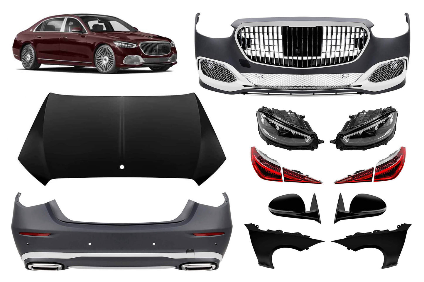 Tuning package compatible with Mercedes S-Class W221 (2005-2013) conversion to W223 after 2020