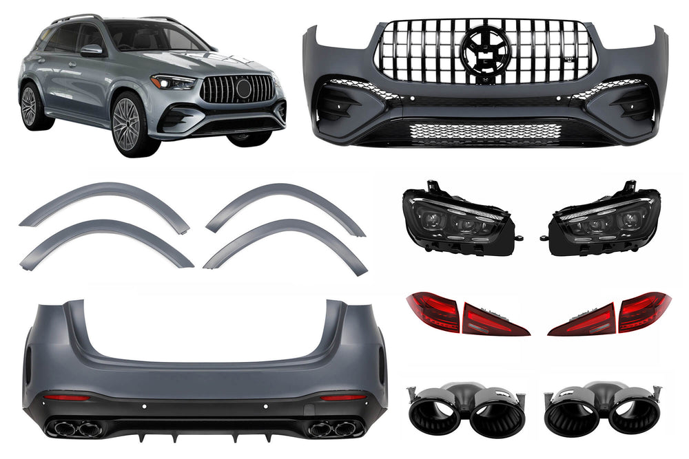 Tuning Pack tip 53 compatibil cu Mercedes GLE SUV W167 (după 2023), cu bară spate, faruri LED și stopuri LED