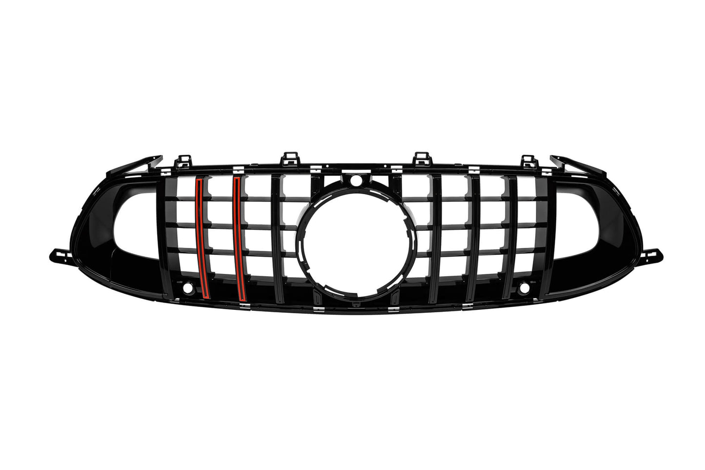 Pachet tuning tip 63 cu grilă negru lucios tip Brabus, cu linii roșii, compatibil cu Mercedes AMG GT X290 4 Door Coupe (după 2019)