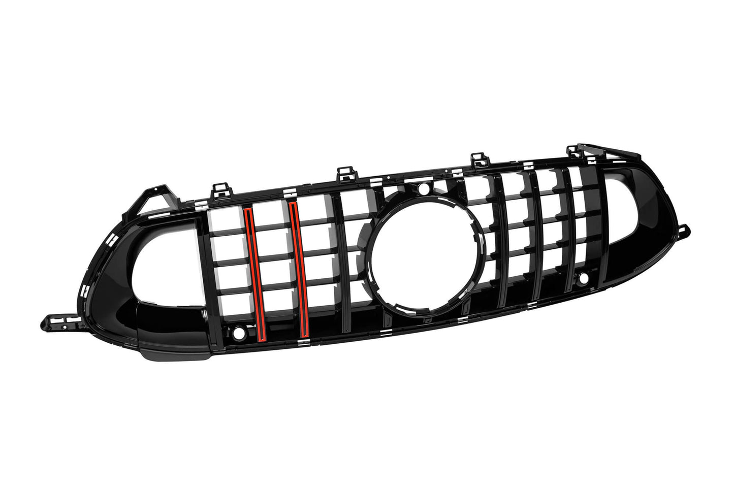 Pachet tuning tip 63 cu grilă negru lucios tip Brabus, cu linii roșii, compatibil cu Mercedes AMG GT X290 4 Door Coupe (după 2019)